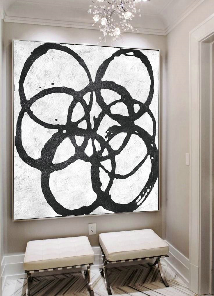 Handmade Large Contemporary Art,Oversized Minimal Black And White Painting - Hand Painted Acrylic Painting